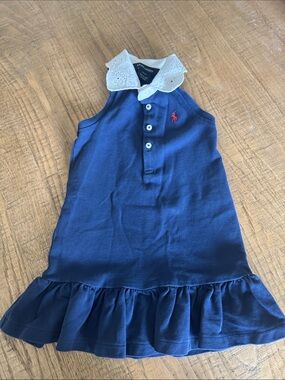 Ralph Lauren Navy Dress with White Eyelet Collar
